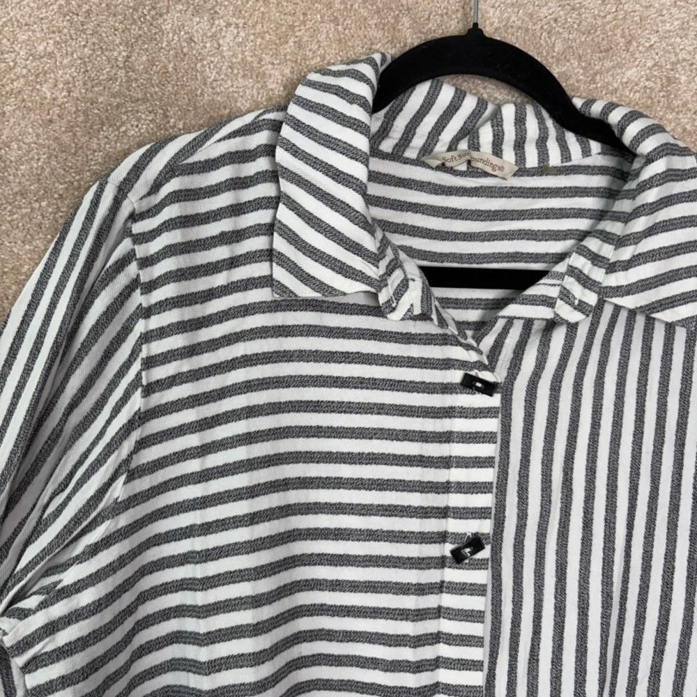 SOFT SURROUNDINGS Striped Tunic Top Women's Plus Size 1X Lagenlook Cotton Blend - Picture 3 of 8